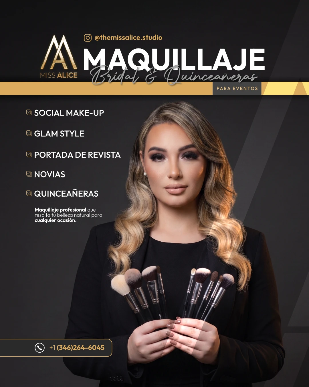 Publicación de Miss Alice Studio: maquillaje para novias y quinceañeras