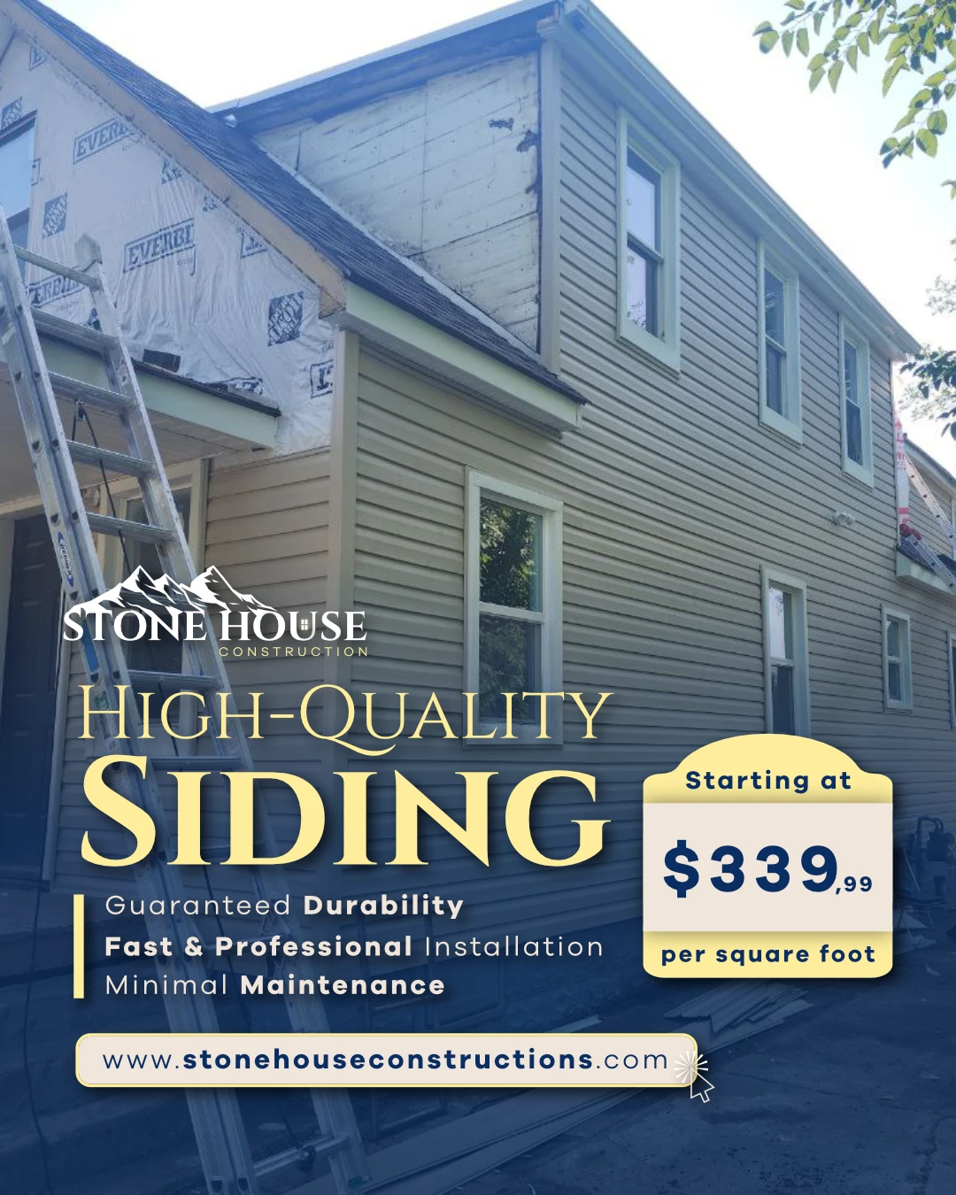Publicación de Stone House Construction: siding de alta calidad desde $339,99 por pie cuadrado